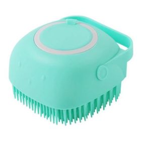 Silicone Dog Bath Massage Gloves Brush Pet Cat Bathroom Cleaning Tool Comb Brush For Dog Can Pour Shampoo Dog Grooming Supplies (Option: Green-square)